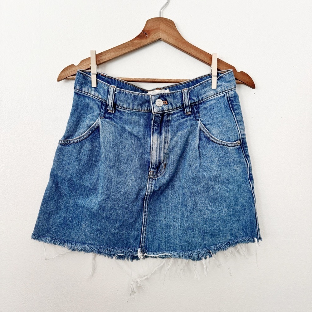 We The Free Blue Denim Mini Skirt with Frayed Edge size 26